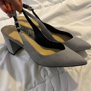 Striped chunky heels